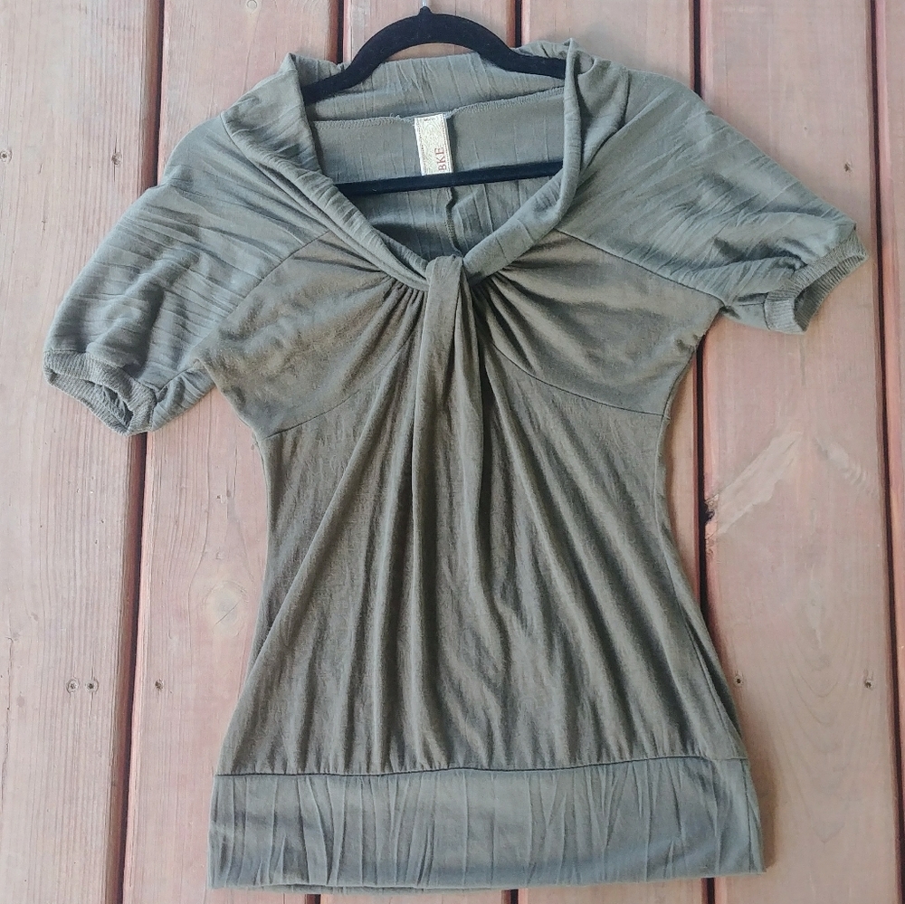 BKE Army Green Semi Sheer Huntress Top